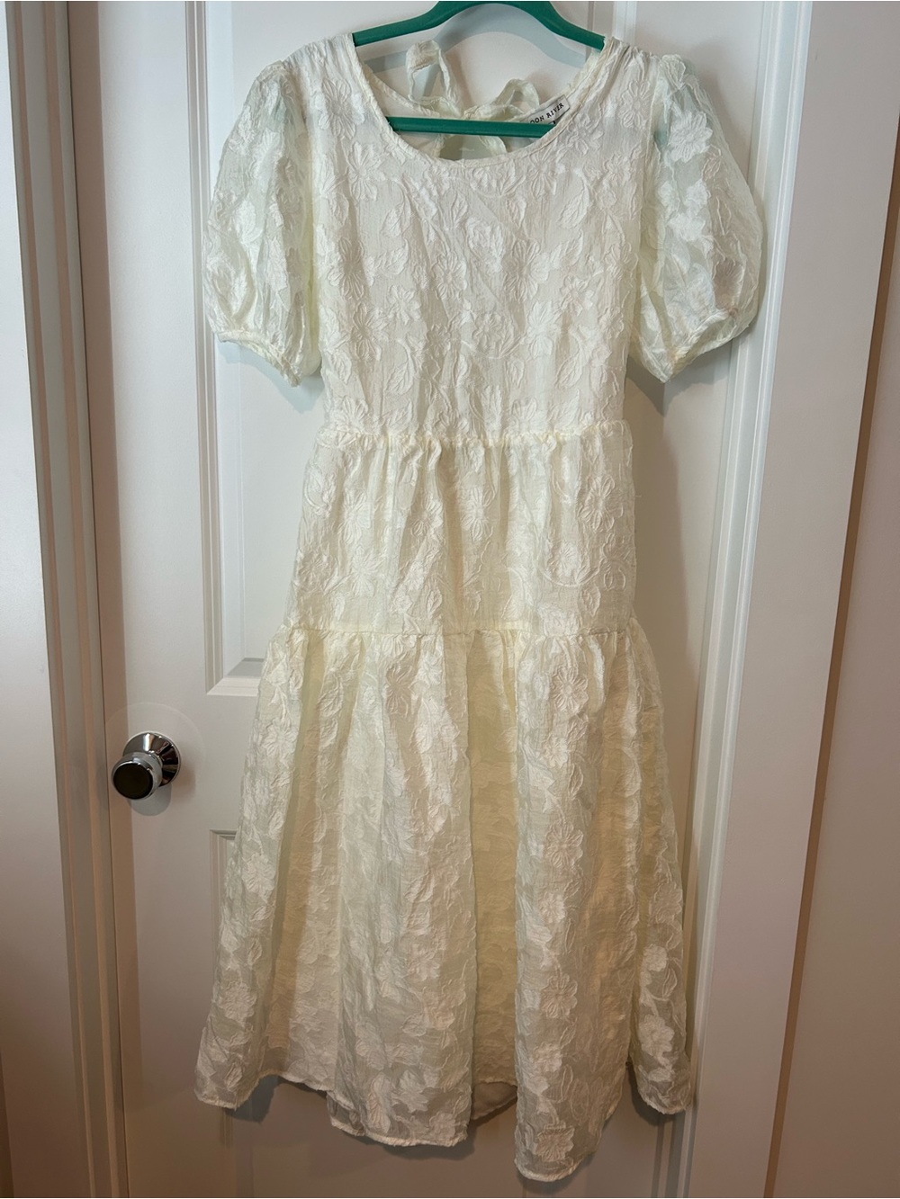Moon River Cream Lace Midi Dress